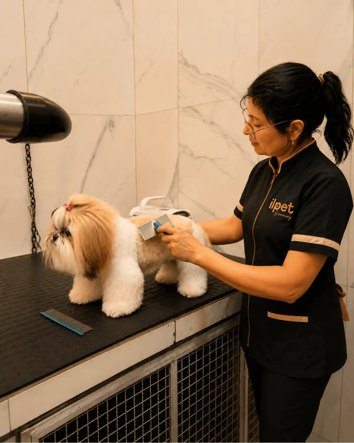 Andréa Miranda e equipe especializada em tosa na tesoura na Ilpet Grooming no Ipiranga