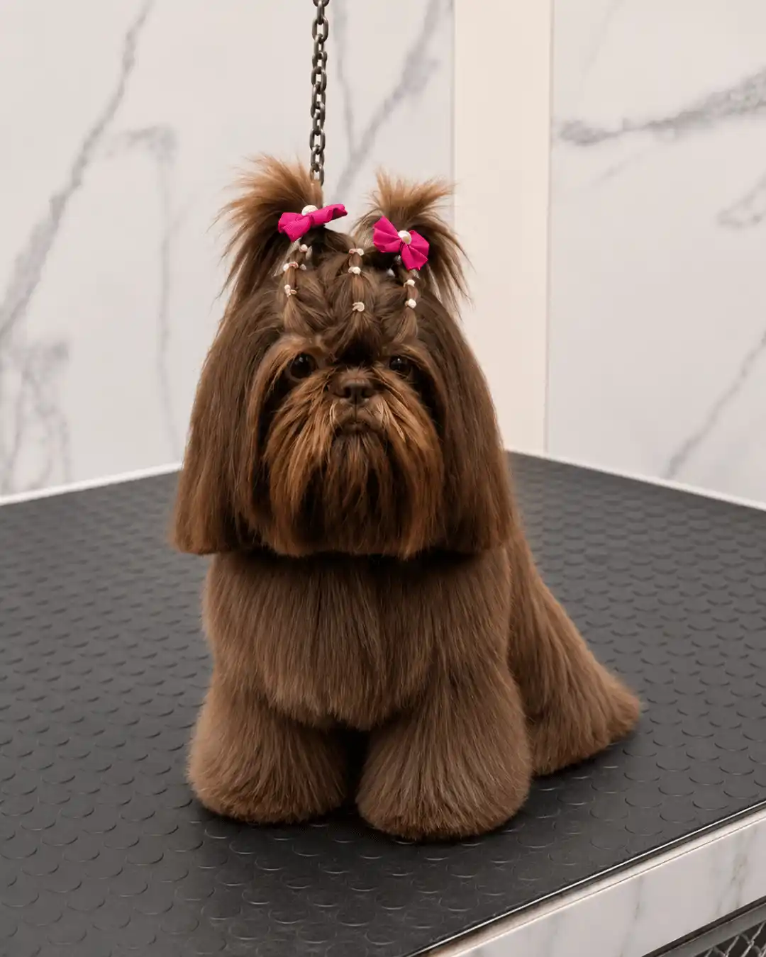 Shih Tzu com pelagem hidratada na Ilpet Grooming no Ipiranga