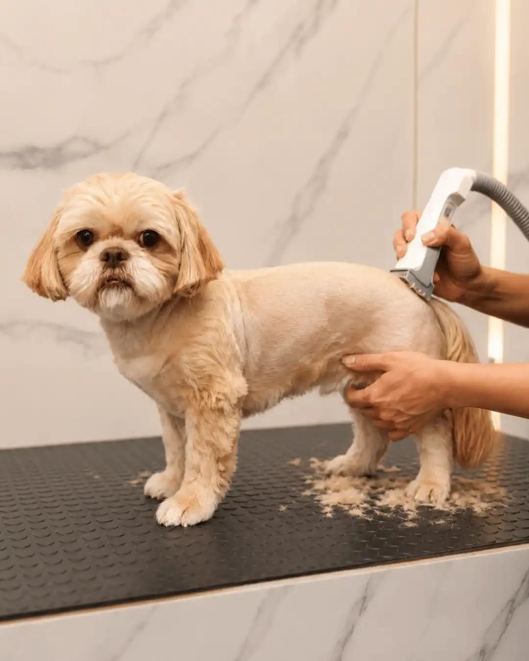 Cachorro durante banho e tosa na máquina na Ilpet Grooming no Ipiranga